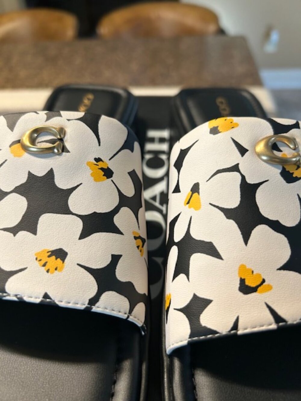 Coach Chalk Multi Florence Floral-Printed Leather Sandals - Picture 5 of 13